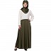 Duel colored skirt style abaya-Olive green-white